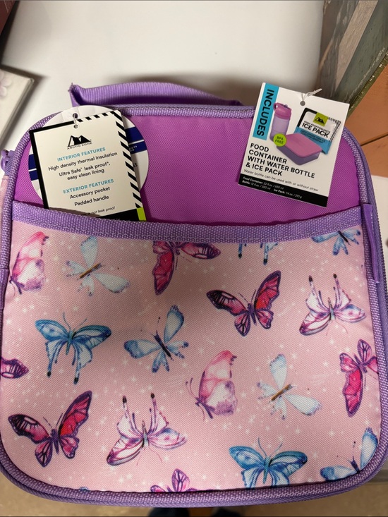 Artic Zone Other - Kids Pink Butterfly Lunch Kit with Matching Bottle and Ice Pack